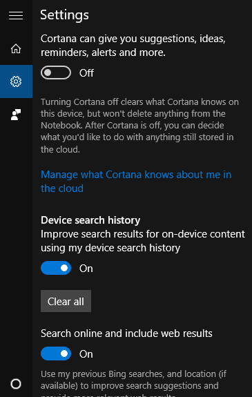 configuración cortana