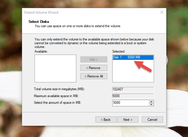 Windows, cambiar el tamaño de la partición, Administración de discos