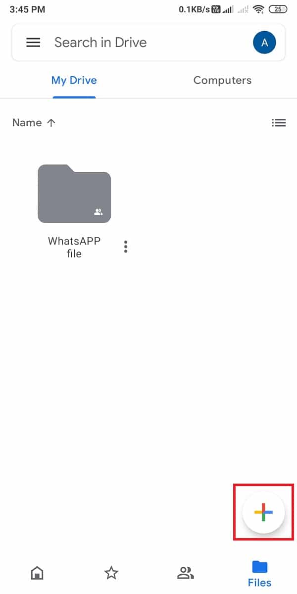 Haga clic en el icono '+' de la parte inferior. | Cómo enviar archivos de video grandes en Whatsapp