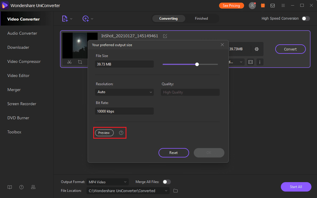 tienes la opción de ver una vista previa de 20 segundos de tu archivo de video | Cómo enviar archivos de video grandes en Whatsapp