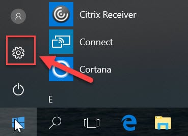 Vaya a Inicio y luego a Configuración en Windows