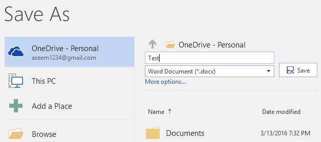 guardar en OneDrive