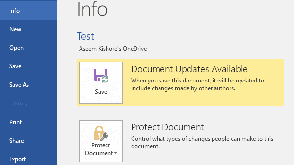 actualizaciones de documentos disponibles