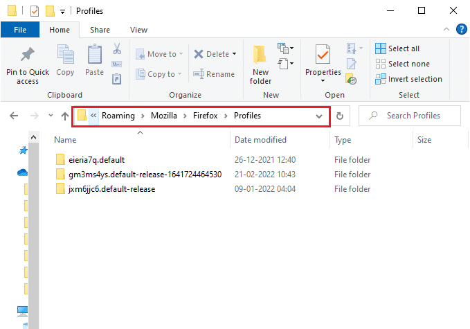 Como se discutió en el método anterior, abra la carpeta del perfil de Firefox navegando a la carpeta del perfil de Firefox en el Explorador de Windows. Arreglar Firefox no responde