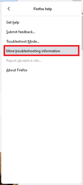 seleccione la opción Más información de solución de problemas de la lista. Arreglar Firefox no responde