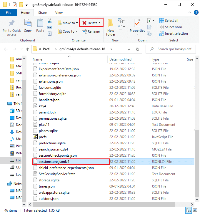 Puede ver archivos similares a sessionstore.jsonlz4 solo si ha cerrado todos los procesos de Firefox. Arreglar Firefox no responde