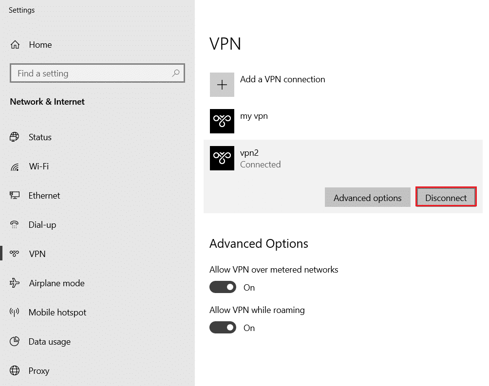 haga clic en el botón Desconectar para desconectar vpn. Arreglar Firefox no responde