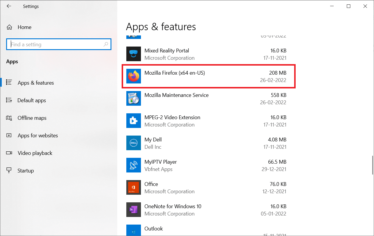 Desplácese hacia abajo y seleccione Mozilla Firefox