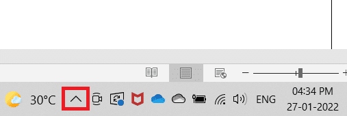 Haga clic en Mostrar iconos ocultos 
