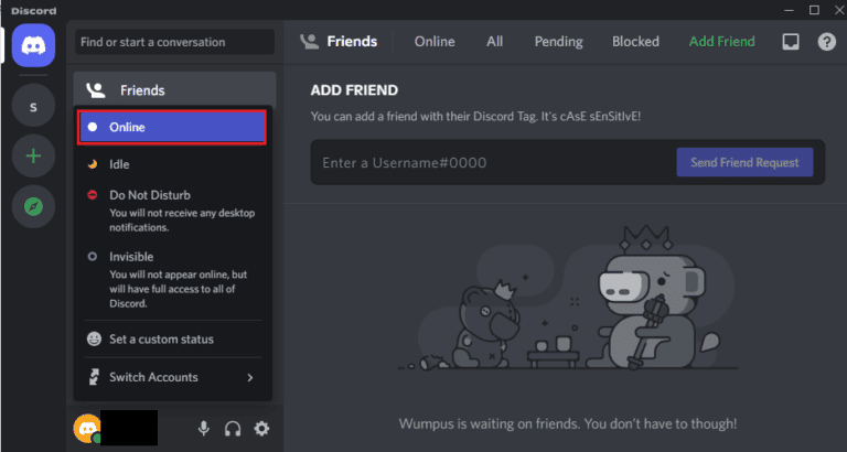 Haga clic en En línea.  Arreglar Discord que no detecta el problema de Battle Net