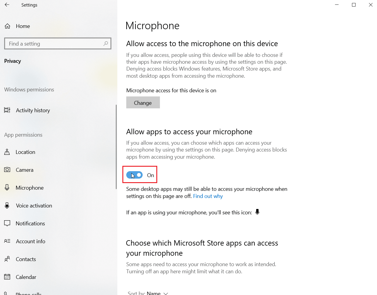 activa Permitir que las aplicaciones accedan a tu micrófono