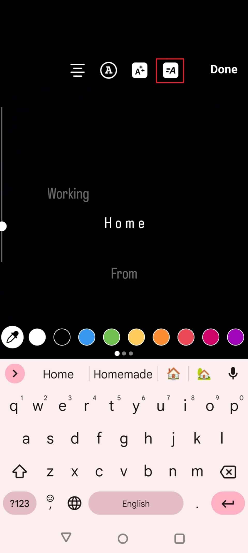 Para agregar texto en movimiento en un video en Instagram, use el ícono A con guiones pequeños |  Cómo agregar texto a los carretes