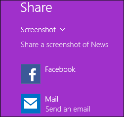 capturas de pantalla, Windows 8.1, uso compartido, aplicaciones