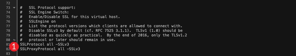 TLS 1.0 y 1.1 están habilitados