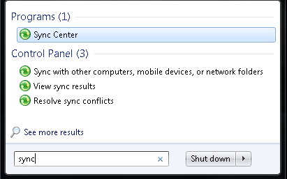 Centro de sincronización en Windows 7