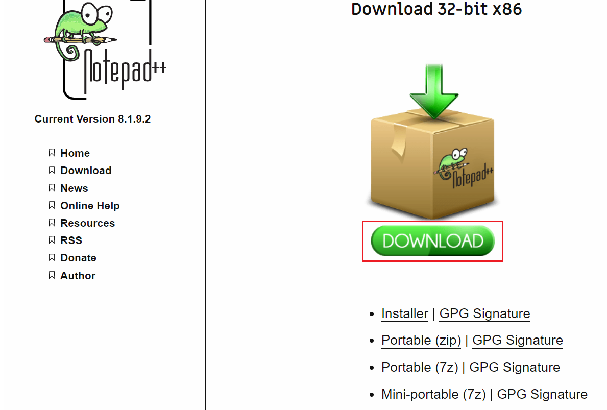 haga clic en el botón Descargar para descargar el bloc de notas más la liberación desde el bloc de notas más la página de descarga.  Cómo hacer que el editor de texto predeterminado de Notepad ++ en Windows 11