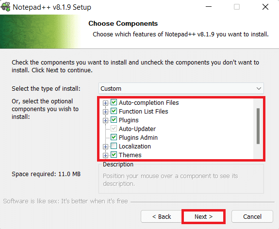 haga clic en Siguiente en el asistente de instalación.  Cómo hacer que el editor de texto predeterminado de Notepad ++ en Windows 11