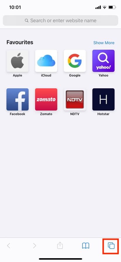 abra safari y toque el icono de pestañas. Cómo desactivar el modo de incógnito en iPhone