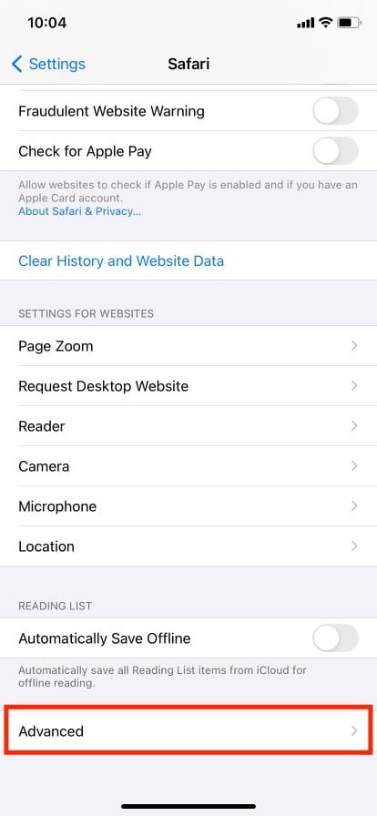 toque en avanzado. Cómo desactivar el modo de incógnito en iPhone