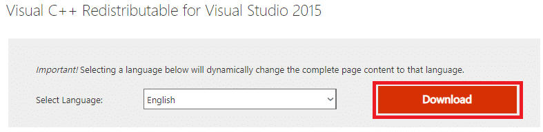 Opción de descarga en el sitio web oficial.  Cómo arreglar VCRUNTIME140.dll falta un error en Windows 11