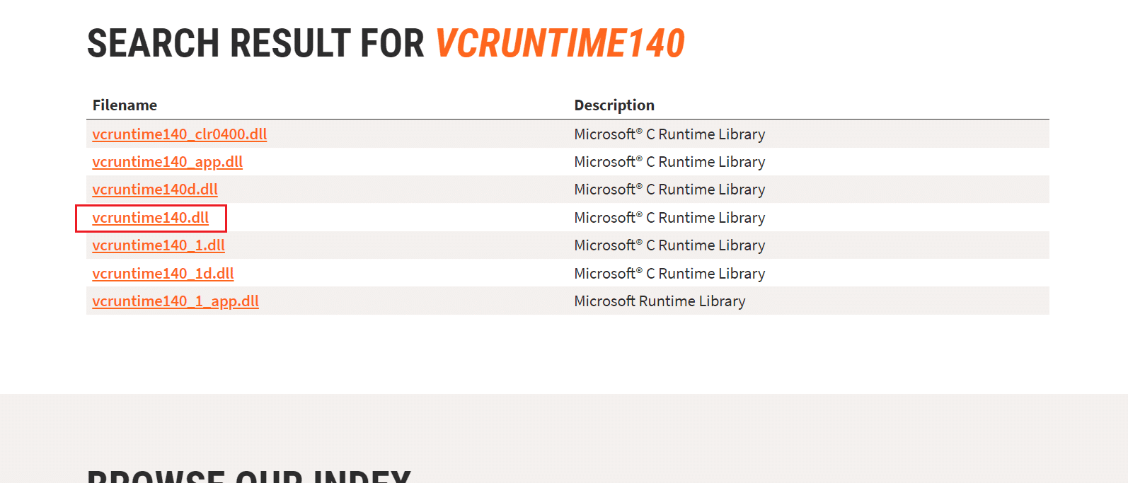 seleccione vcruntime140.dll en dll files.com