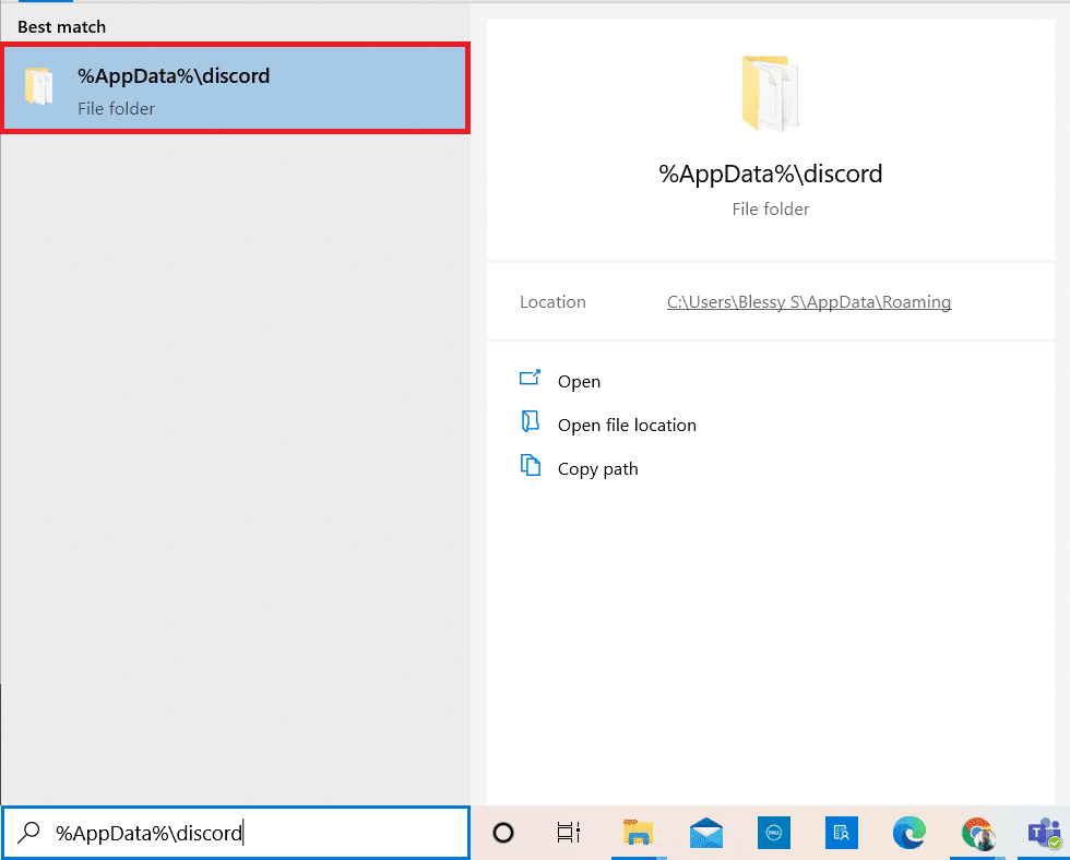 abra la carpeta de datos de la aplicación discord.  Arreglar Discord sigue fallando o congelando videos