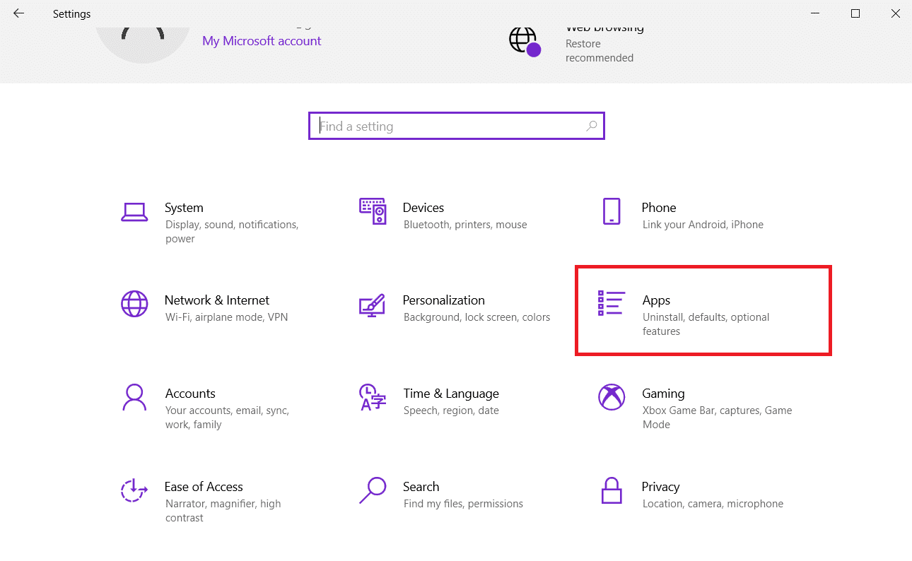 Haga clic en Aplicaciones de los mosaicos dados