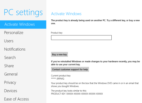 Windows 8: la clave del producto no es válida