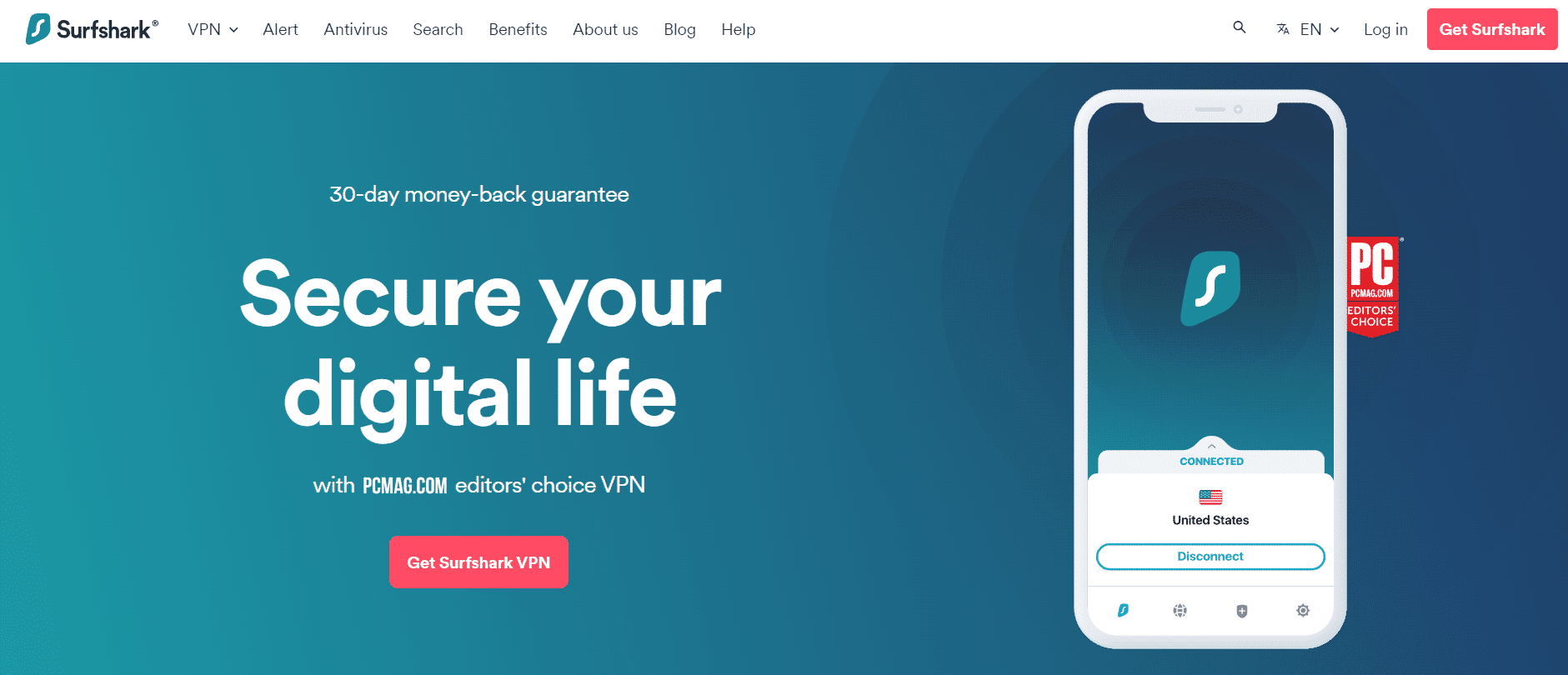 Página de inicio de Surfshark |  acceder a sitios bloqueados en EAU