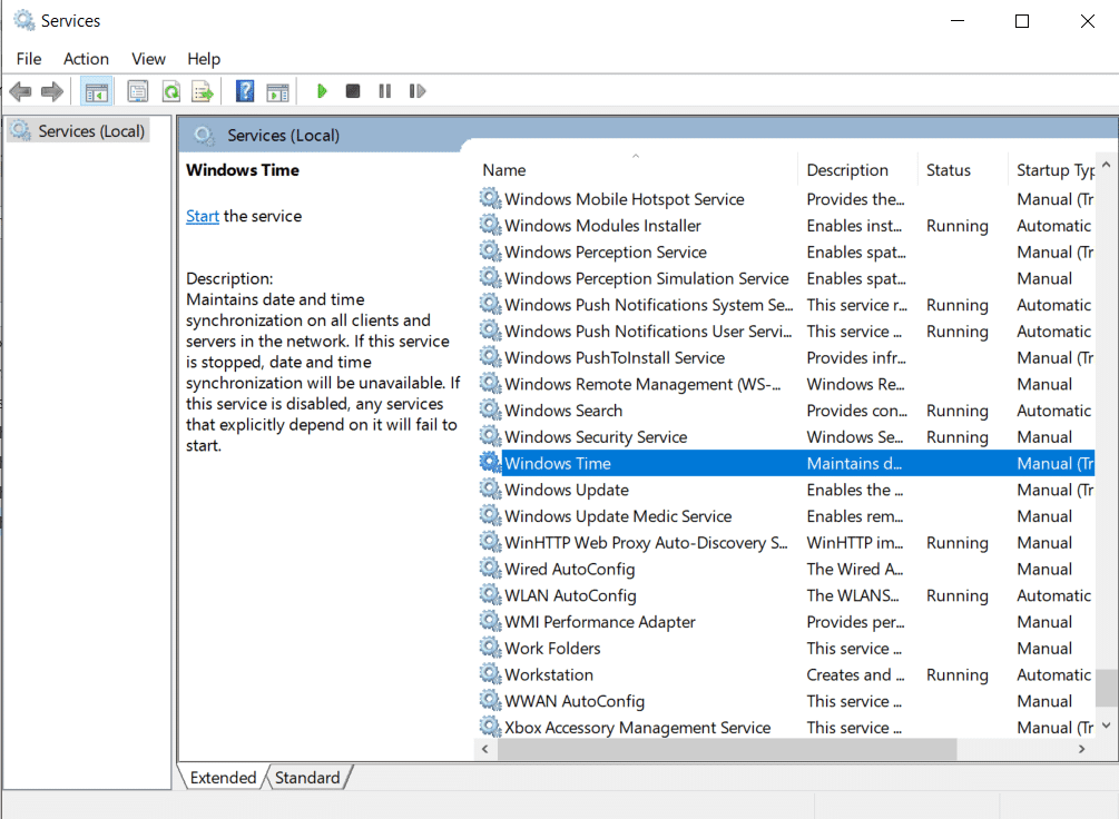 Desplácese hacia abajo y haga doble clic en Hora de Windows para abrir sus Propiedades