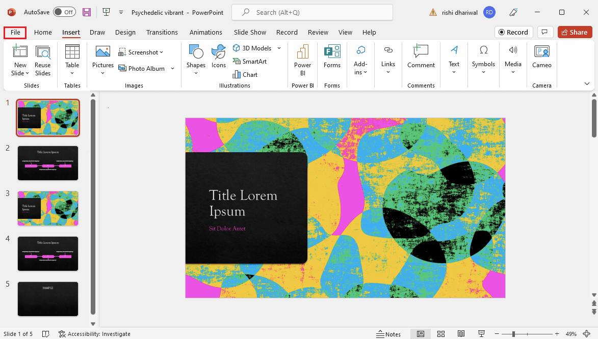 haga clic en el archivo en Powerpoint