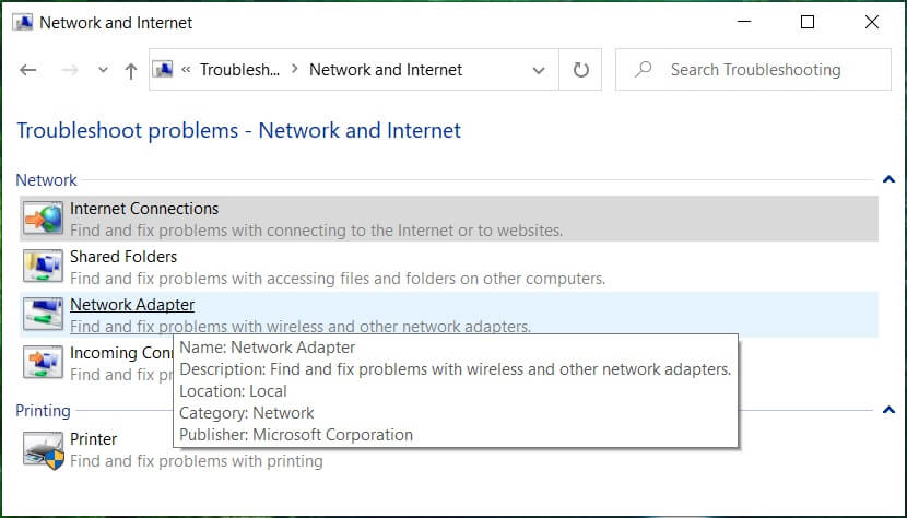 Haga clic en Adaptador de red |  Arreglar el icono de WiFi que falta en la barra de tareas en Windows 10
