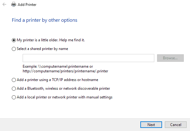 znajdź-a-printer-windows