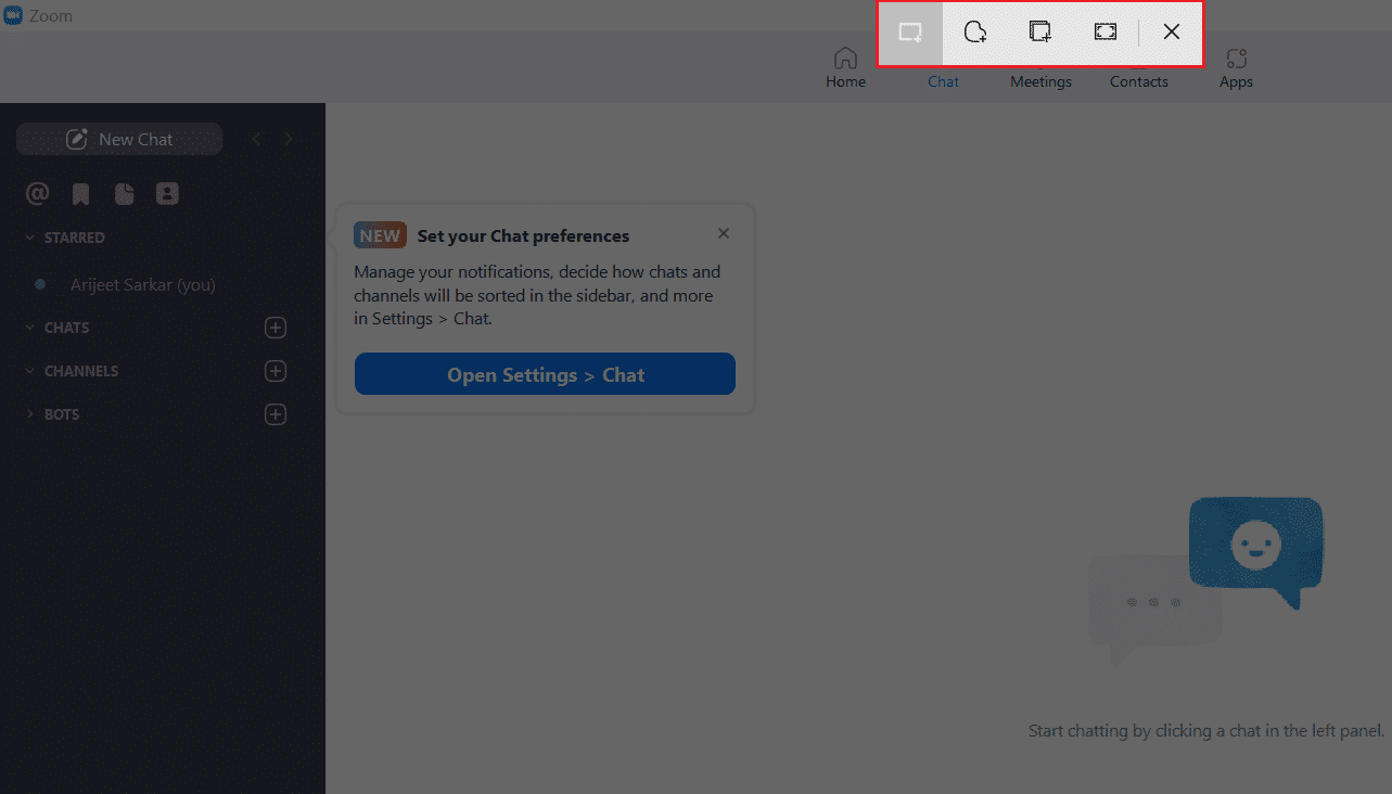 ventana de herramienta de recorte de pantalla