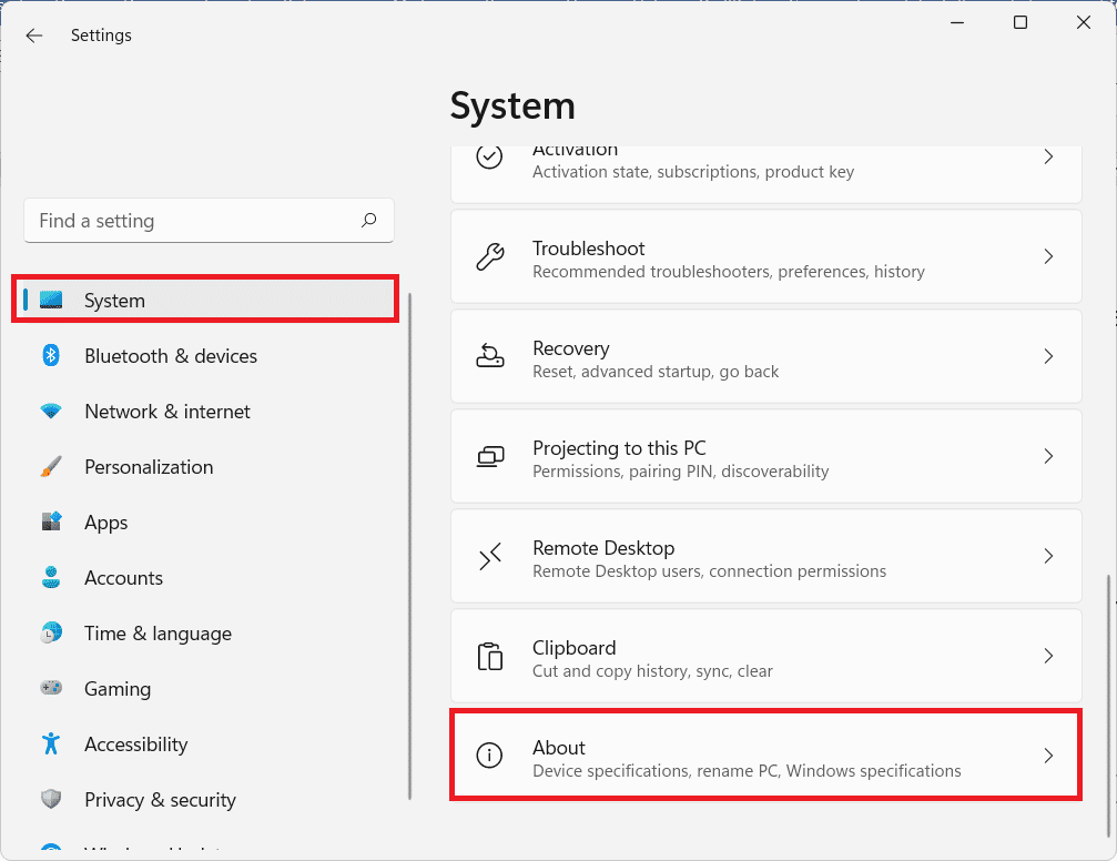 En la pestaña Sistema, haga clic en Acerca de win11