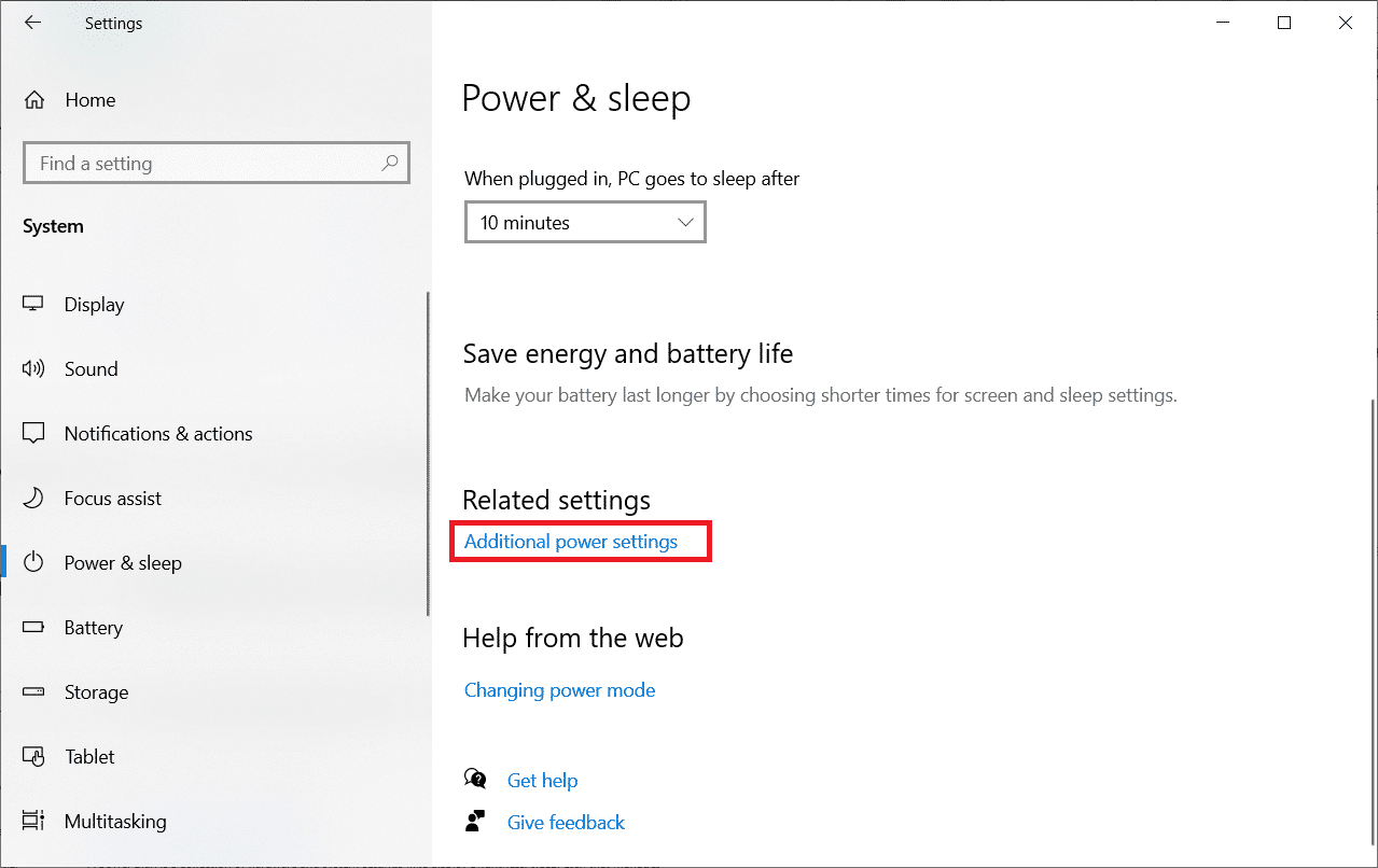 Luego haga clic en Configuración de energía adicional como se muestra en Configuración relacionada