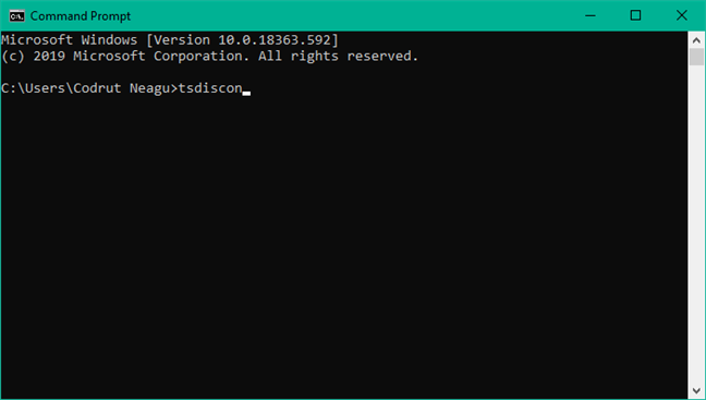 Uso de tsdiscon para cambiar de usuario en Windows 10