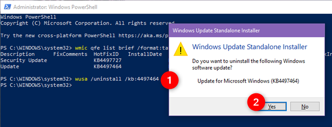 wuse/desinstalar/kb: HotFixID