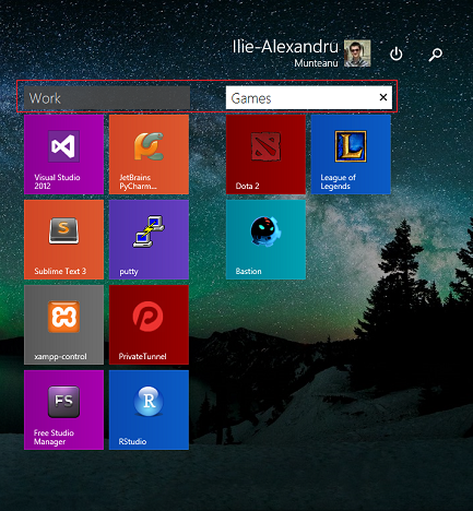 Windows 8.1, Pantalla de inicio, Mosaicos, Personalizar, Agrupación, Nombre, Mosaicos en vivo