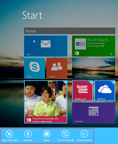 Windows 8.1, Pantalla de inicio, Mosaicos, Personalizar, Agrupación, Nombre, Mosaicos en vivo