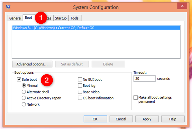 La aplicación de configuración del sistema en Windows 8
