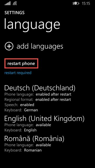 Windows 10 Mobile, Windows Phone 8.1, idioma, pantalla, cambio