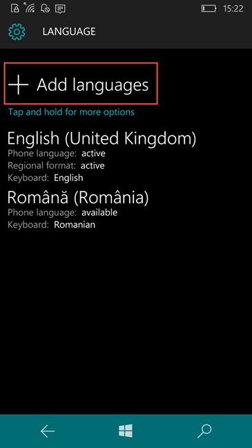 Windows 10 Mobile, Windows Phone 8.1, idioma, pantalla, cambio