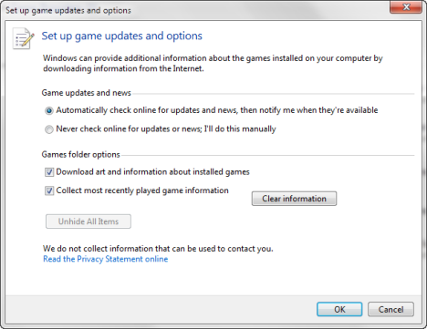 Carpeta de juegos en Windows 7