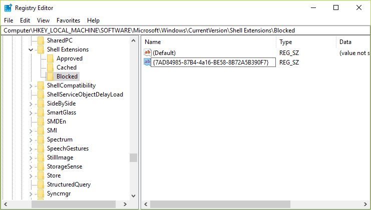 Nombre esta cadena como {7AD84985-87B4-4a16-BE58-8B72A5B390F7} y presione Entrar para eliminar Cast to Device del menú contextual de Windows 10