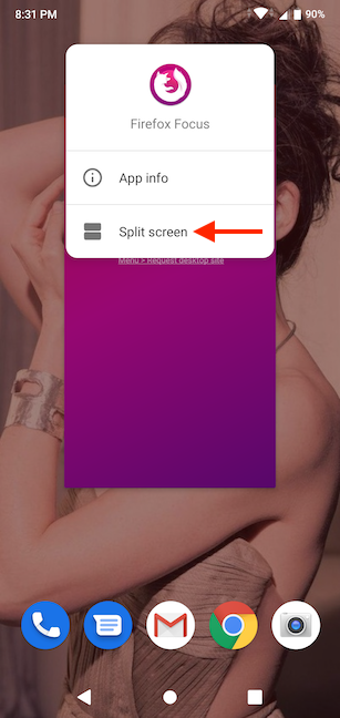 Presione Pantalla dividida