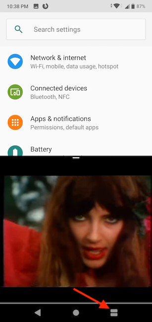 Presione el botón de pantalla dividida para reemplazar la segunda aplicación