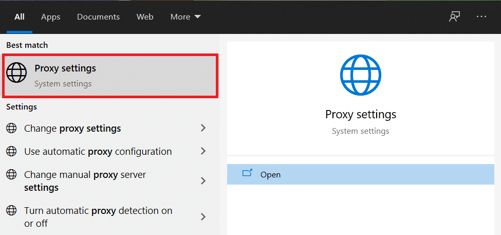 Windows 10. Buscar y abrir Configuración de proxy Cómo arreglar los comentarios de YouTube que no se cargan