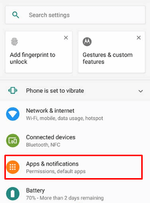 Presiona la opción Aplicaciones y notificaciones. 