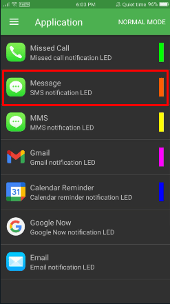 Ahora, de la lista de aplicaciones, seleccione la que desea cambiar el color de las notificaciones y tóquela |  Luz de notificación en Moto E4 Plus